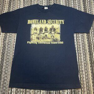 VTG AAA Homeland Security Fighting Terrorism Since 1492 T Shirt Medium Native